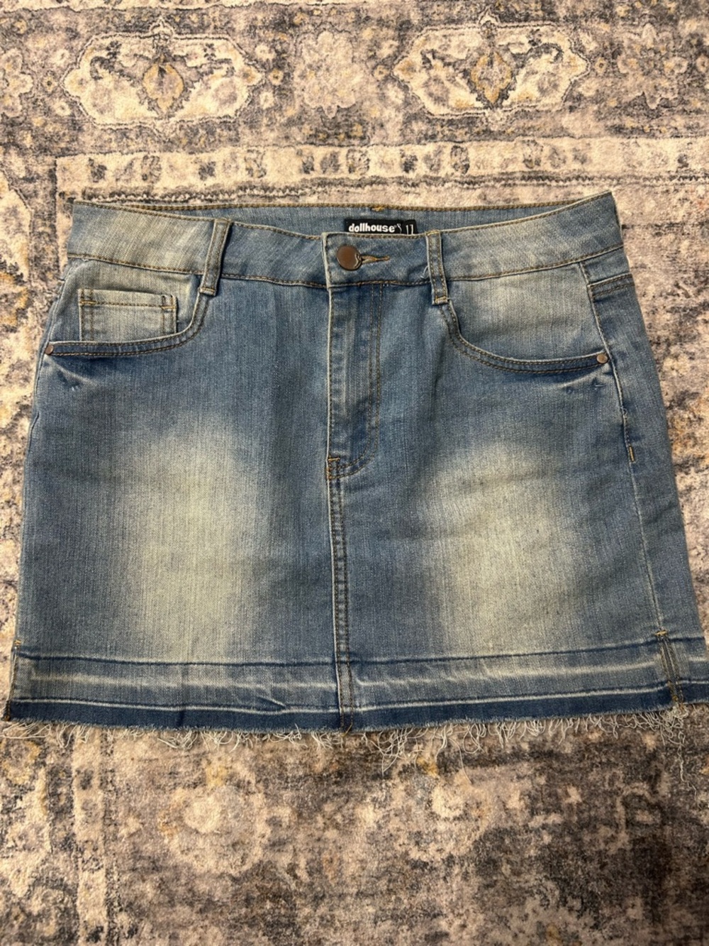 Dollhouse Light Blue Washed Denim Mini Skirt